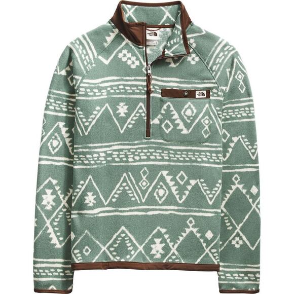 The North Face Gordon Lyons 1/4-Zip Printed Aztec Fleece Jacket Green Large!! - Picture 11 of 14